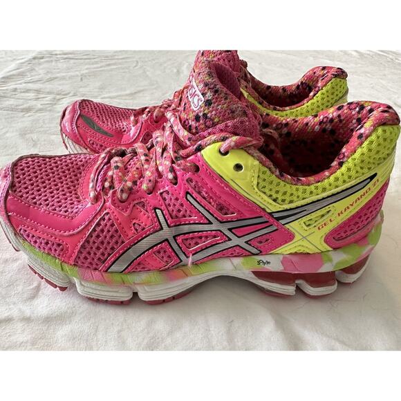 Asics Gel Kayano 21 C459N 3591 Pink Yellow Sz 1.5 Shoes Girls Kid Youth - Picture 2 of 15
